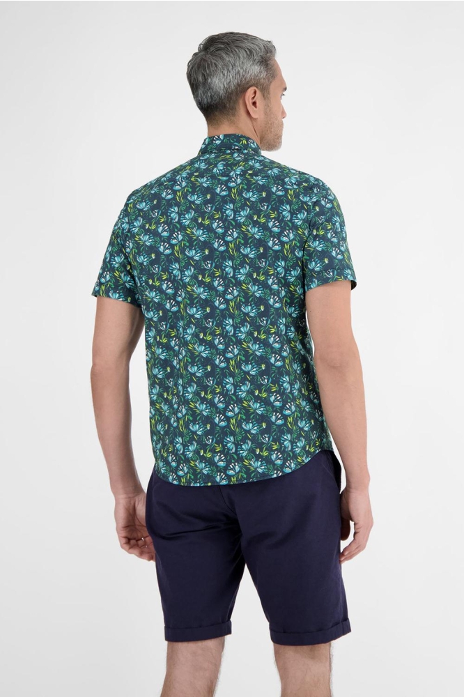 STRETCH POPLIN OVERHEMD BLOEM MOTIEF 2542326 456 COASTAL BLUE